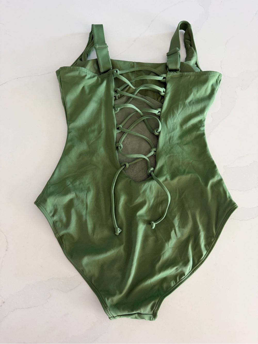 TA3 Squarey One-Piece Sculpting Swimsuit Shapewear Army Green M Short $178 NEW - Picture 5 of 7